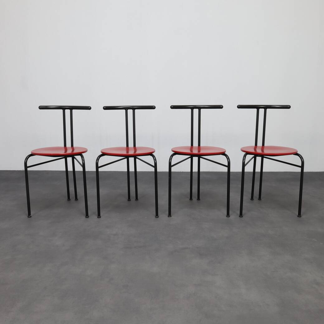 Set of 4 Postmodern Dining Chairs, 1980s