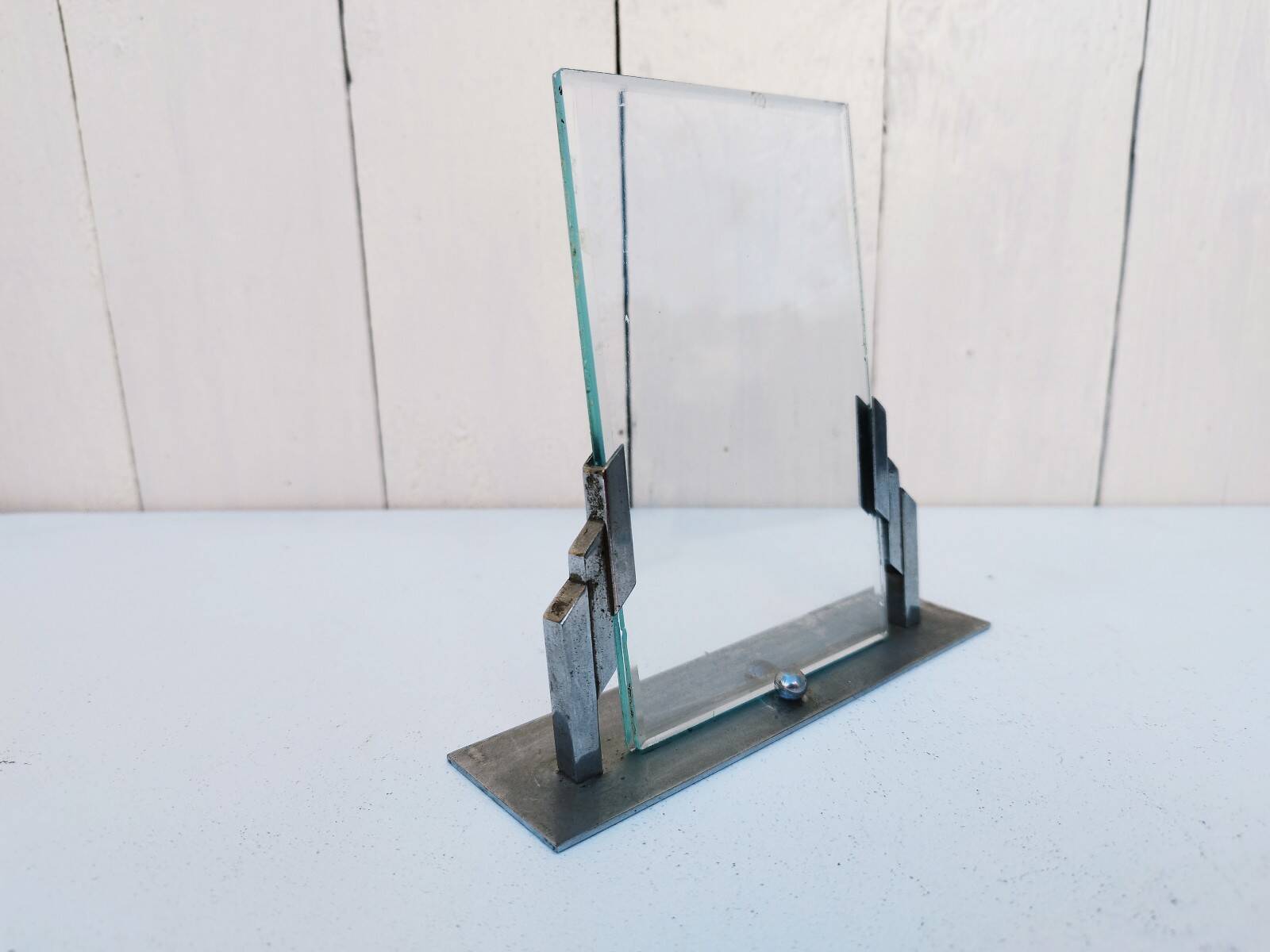 Art deco photo frame Silver metal Vintage