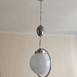 White opaline globe suspension and metal structure
