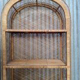 Emmanuelle style vintage rattan wicker bookcase