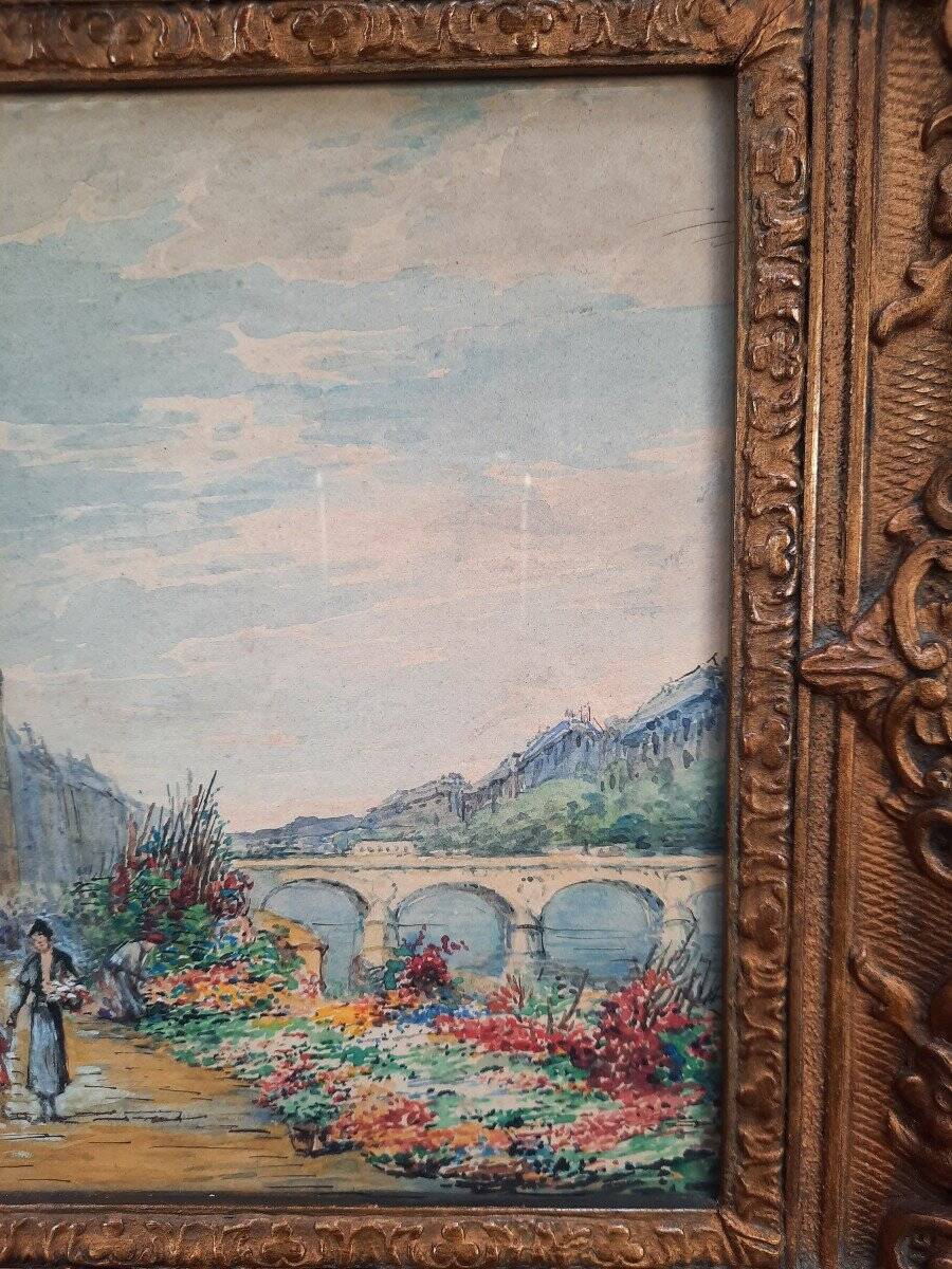 Tableau du marché aux fleurs français du milieu du siècle