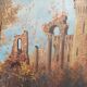 Old oil painting on canvas landscape with ruins and figures 121x98 cm
