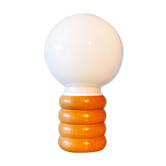 Opaline lamp and wood 1970-80