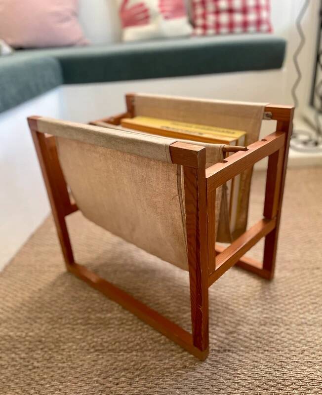 Vintage wooden magazine rack