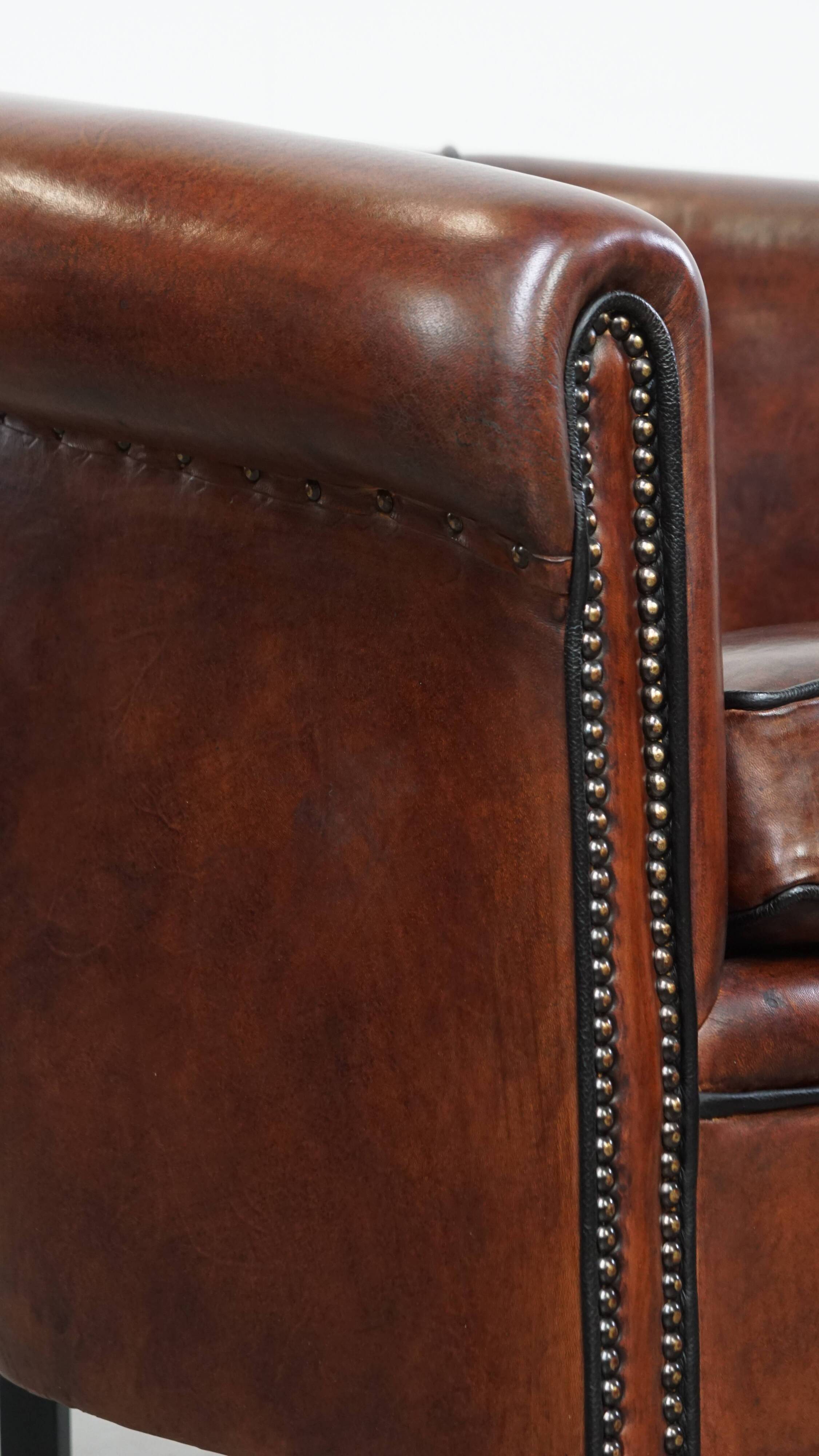 Sheepskin Leather Club Chair with Black Piping