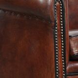 Sheepskin Leather Club Chair with Black Piping