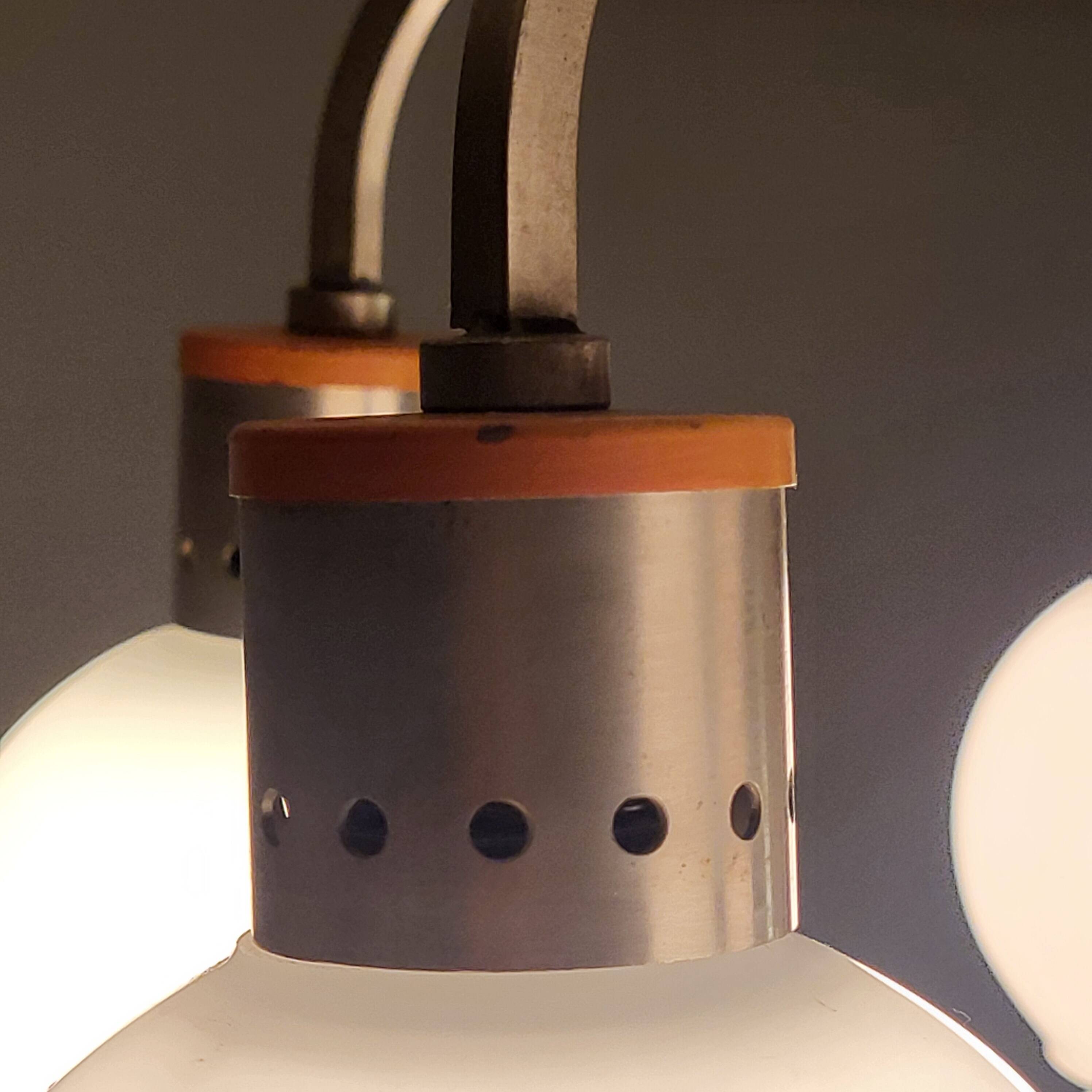 Space Age chrome and globe pendant light, Italy, 1960-70