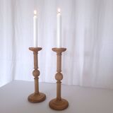 Large carved wooden candlesticks