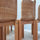 Chaises courbées en osier et bois années 1970, lot de 6