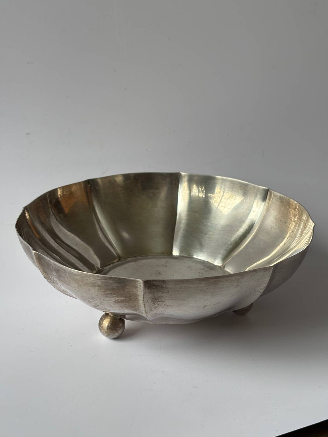 Silver-plated metal bowl