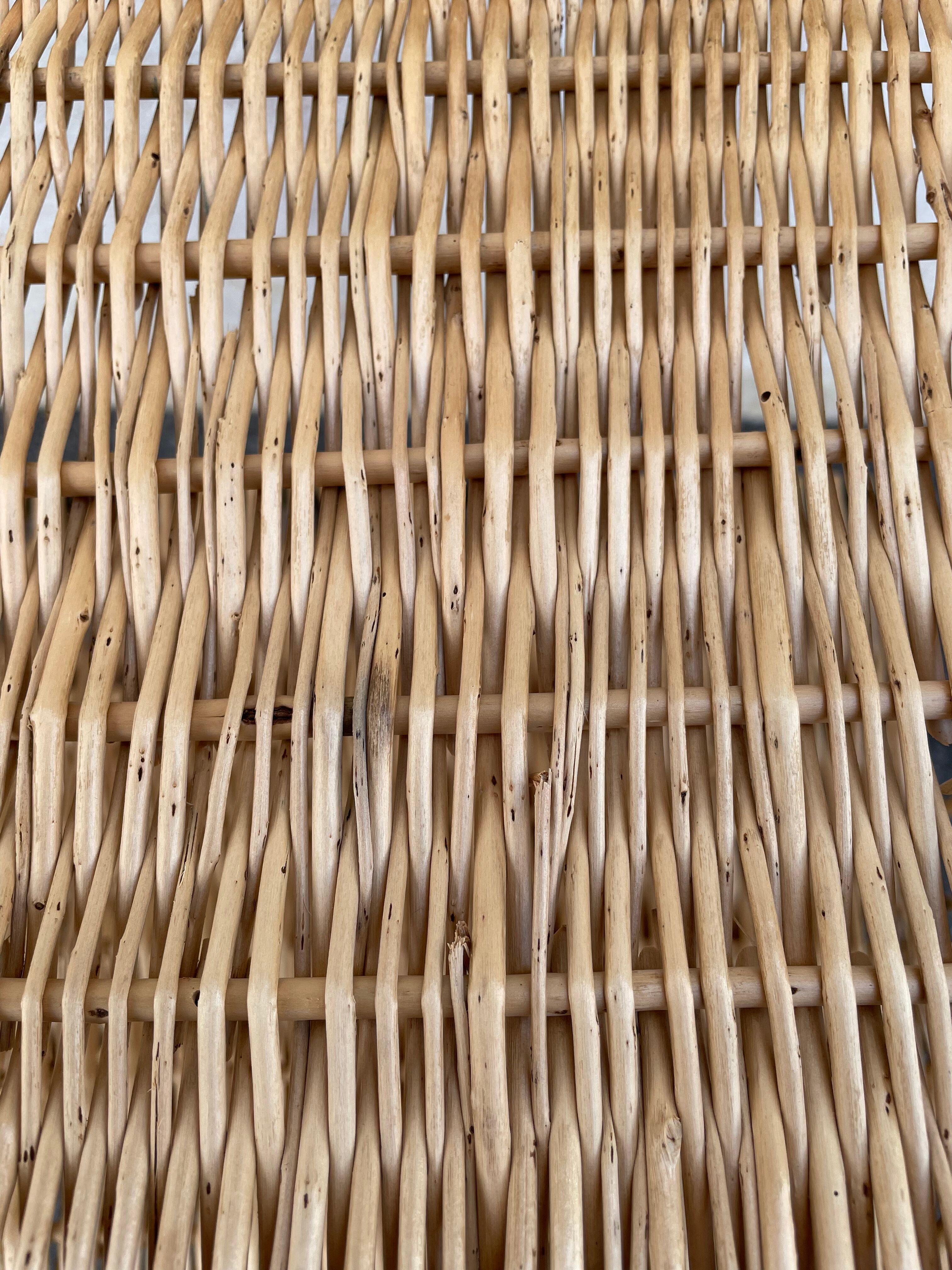 Wicker lyre side table