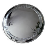 Large old round mirror finely decorated
