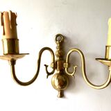 Pair of double sconces in gilded brass 1950