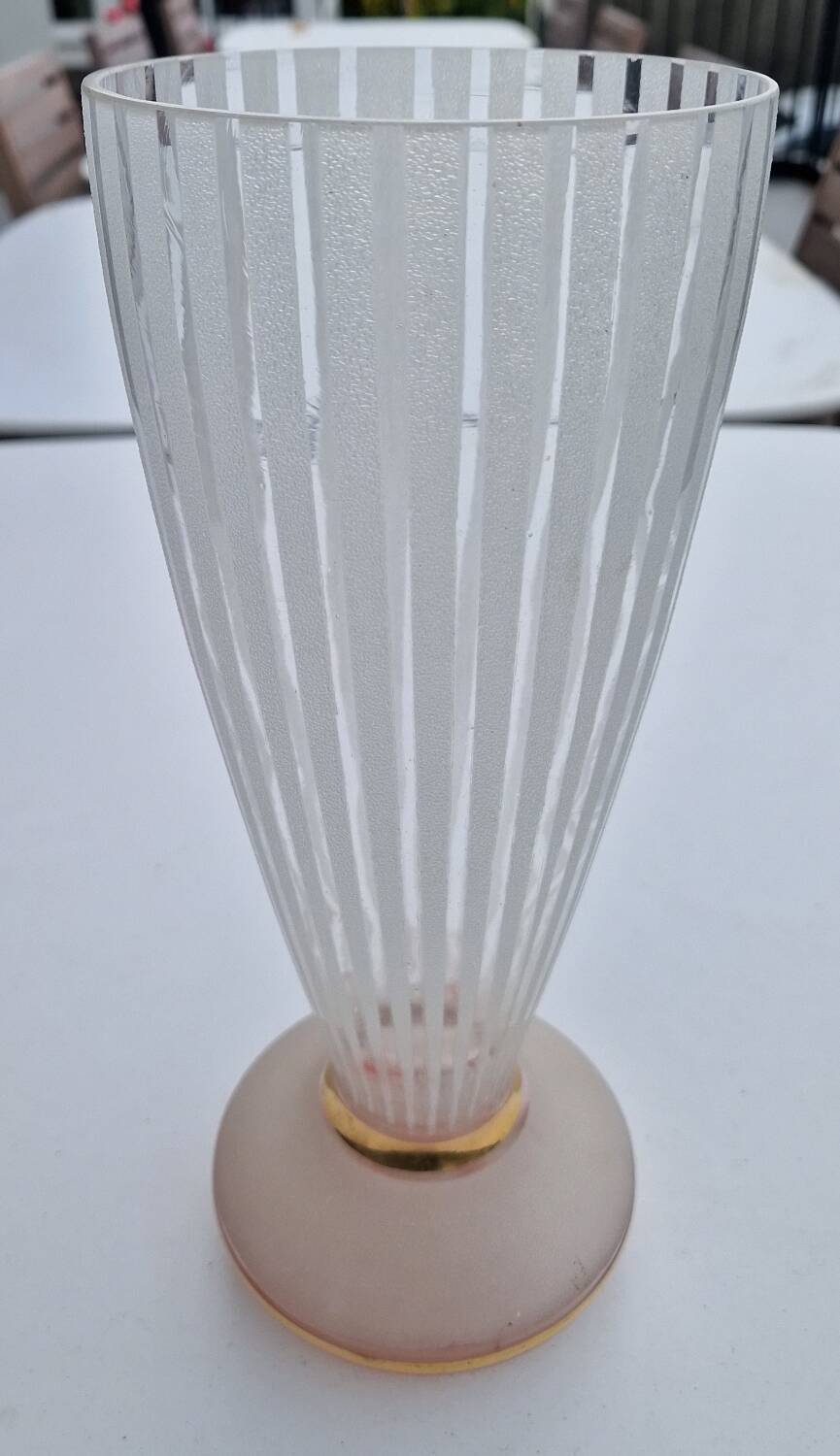 Vase verre dépoli vintage 1960 à liseré doré