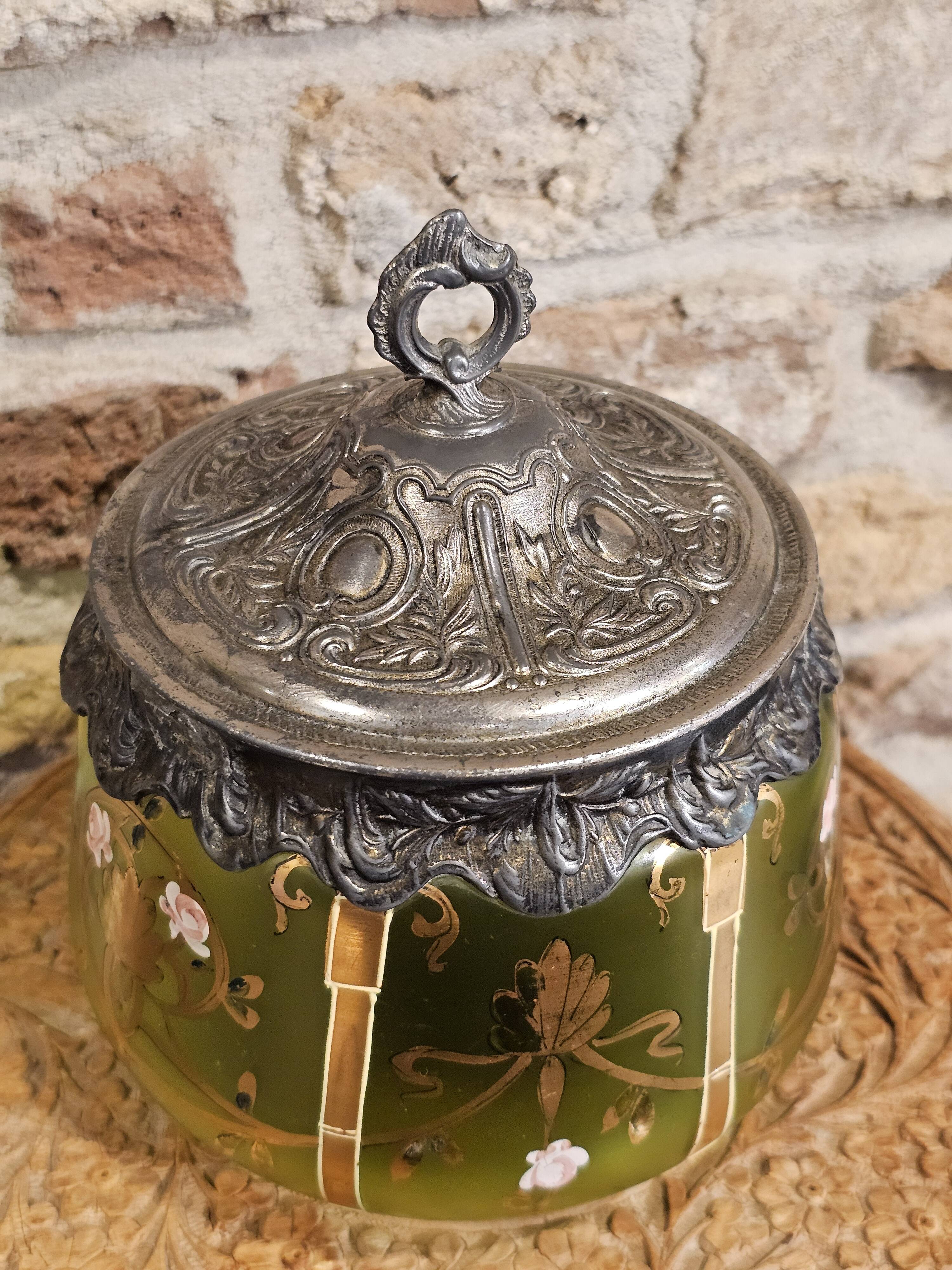 Boîte en verre bohémien antique Carl Hosch vers 1906
