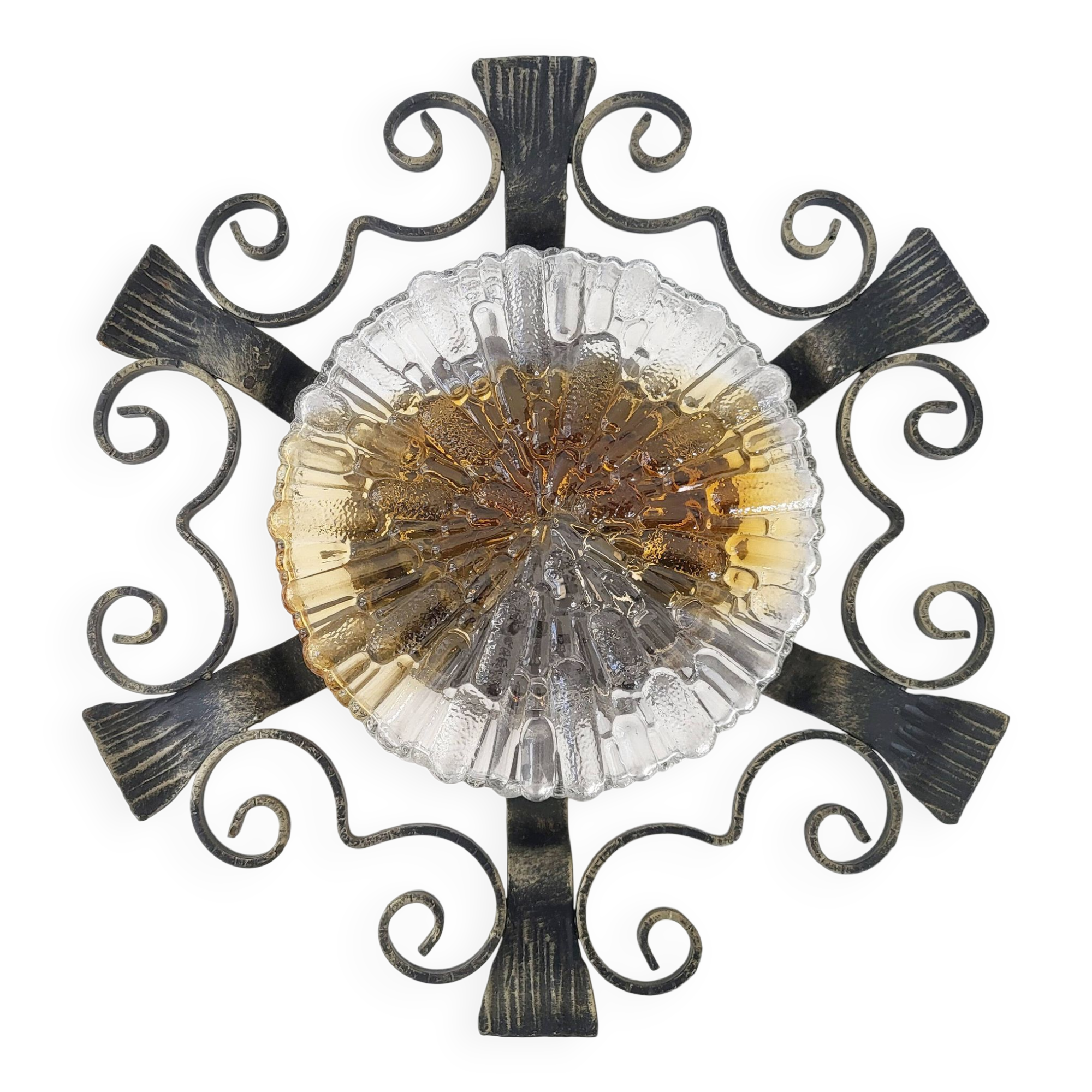 Vintage brutalist wall or ceiling light 1970