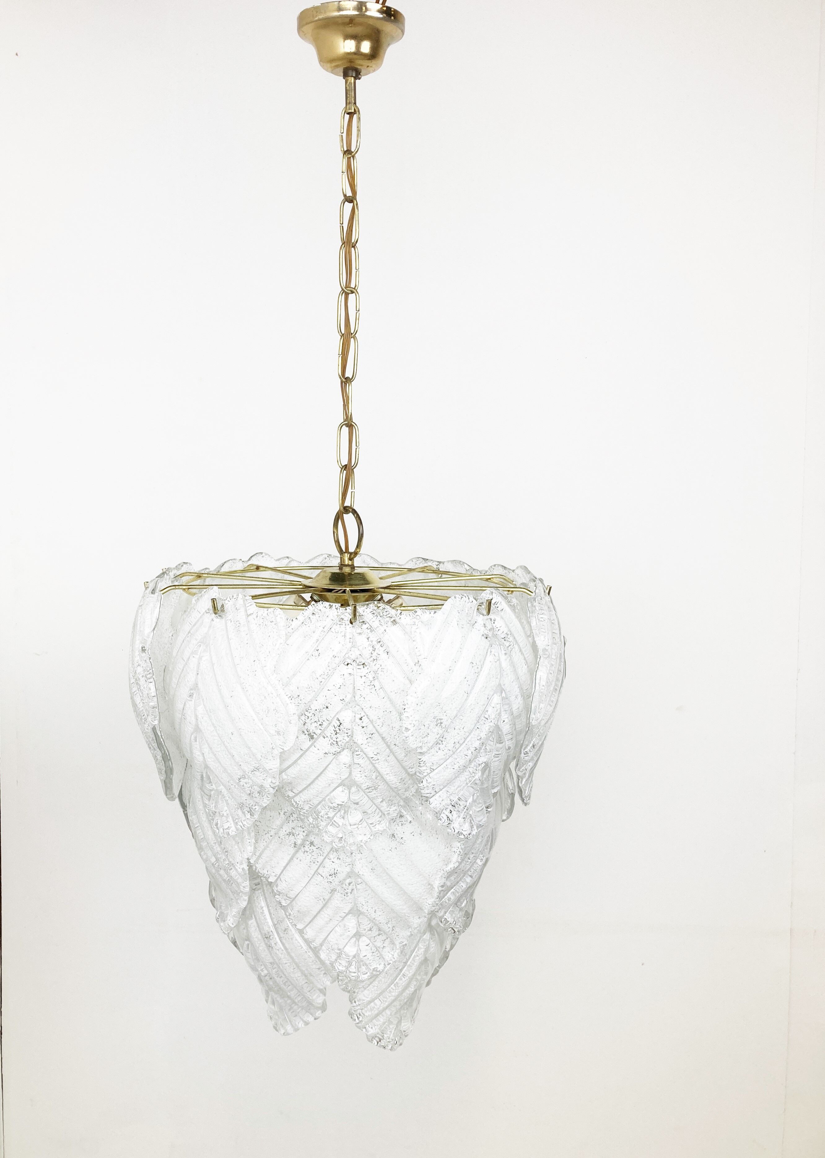 Vintage murano leaf chandelier, 1970s