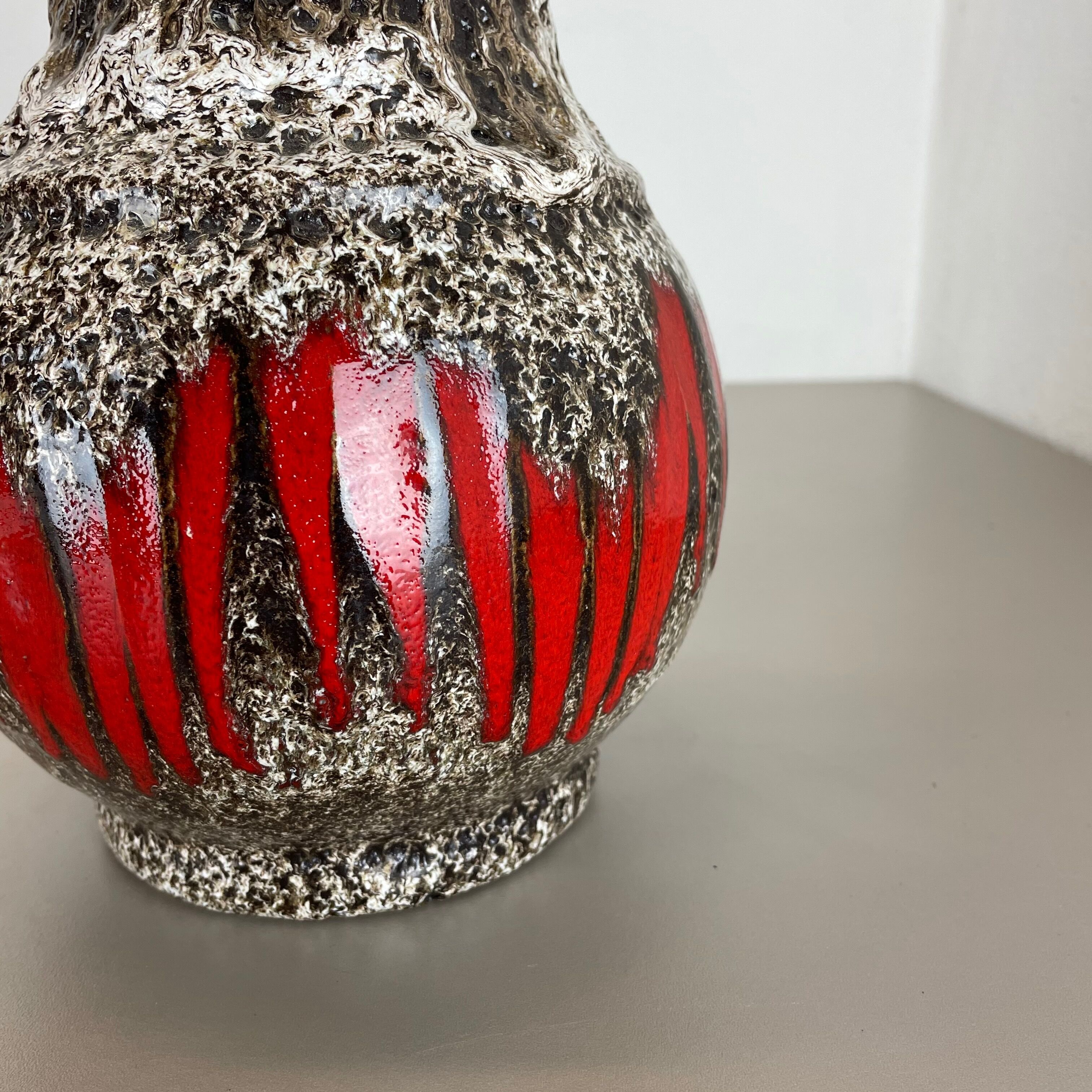 Zig Zag Pottery Fat Lava Vase Made by Scheurich, Germany, 1970s
