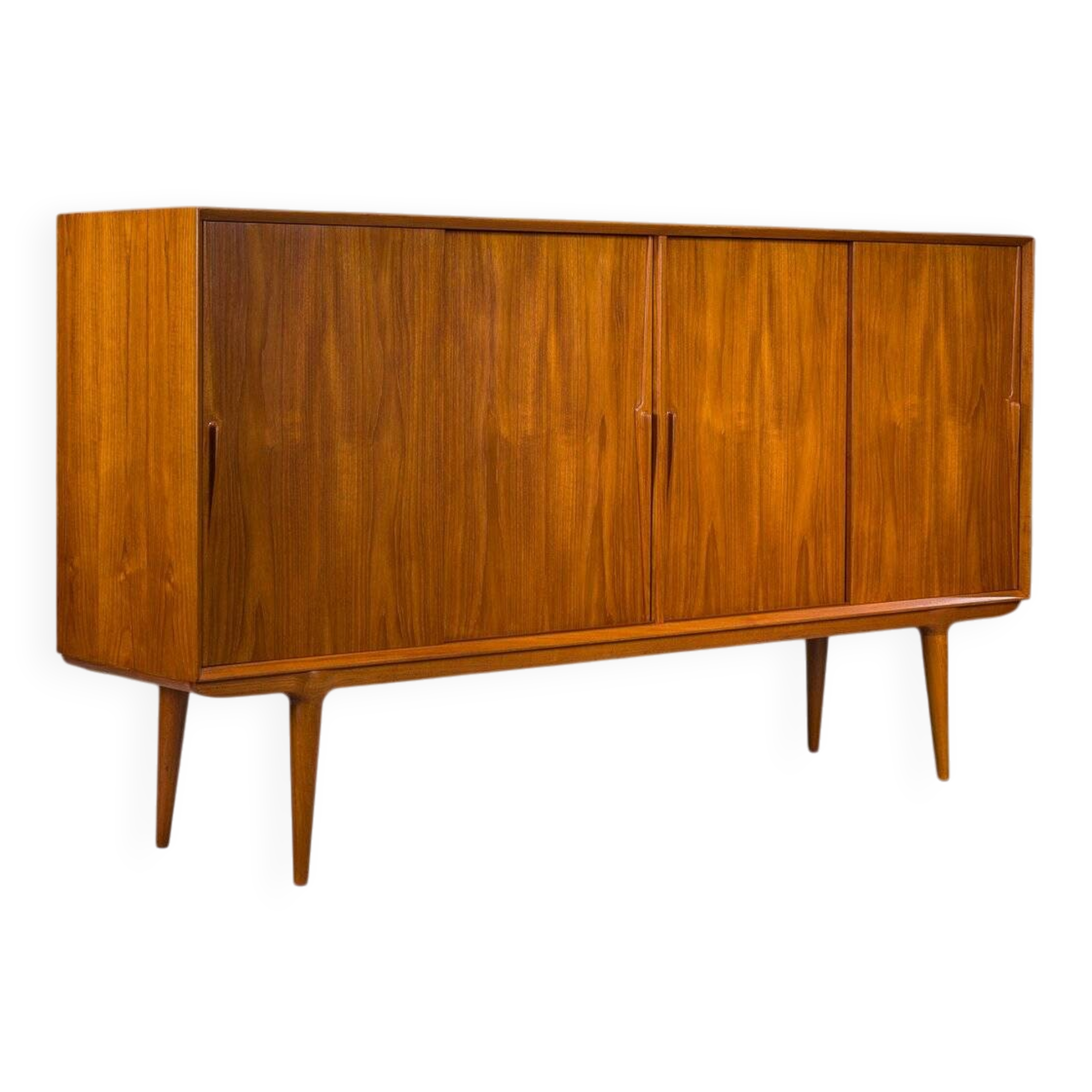 Model 19 teak highboard by Gunni Omann for Omann Jun, Denmark, 1960s