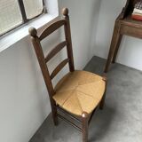 Rustic oak straw chair