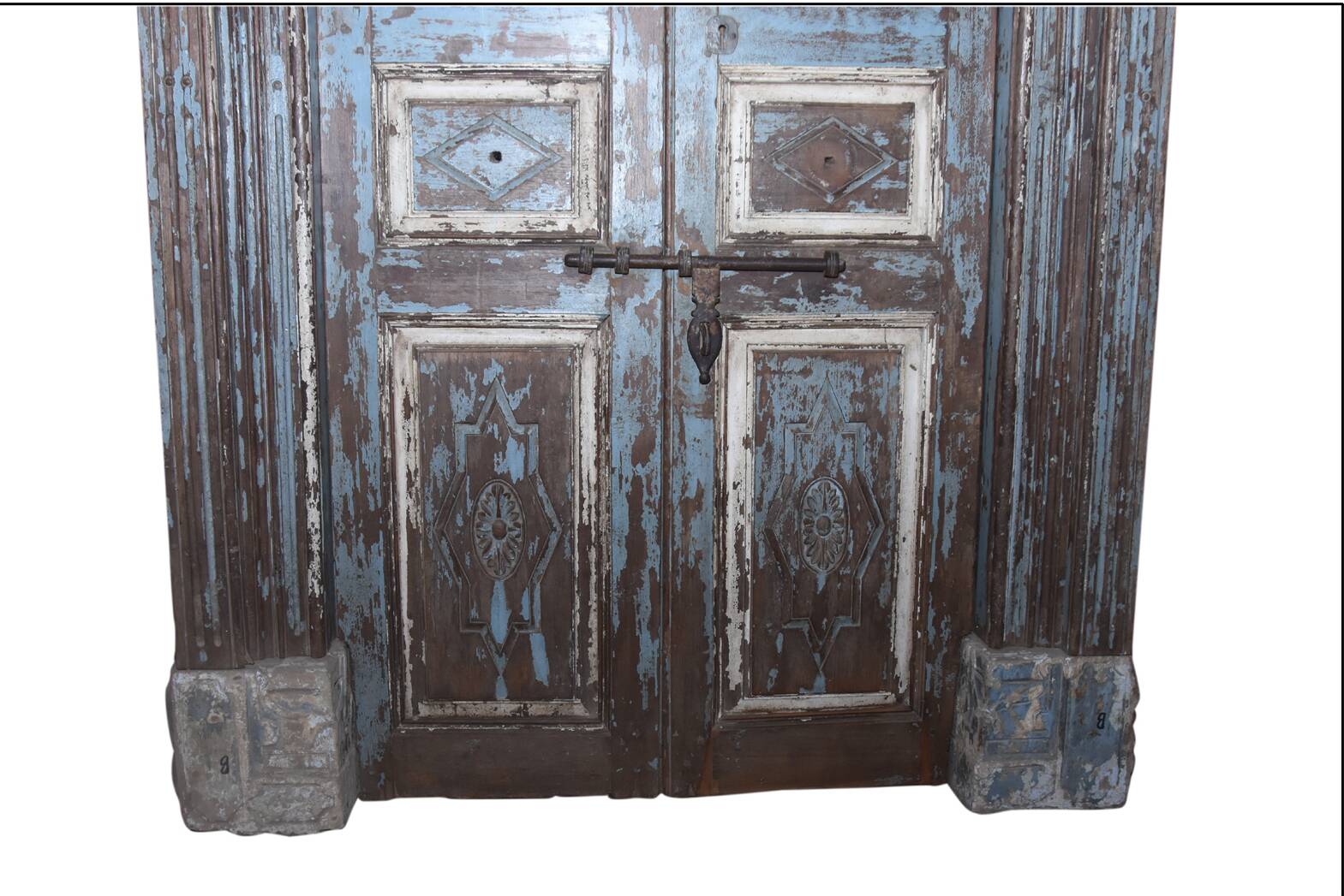 Old Indian door in old teak, original piece and patina