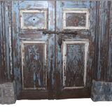 Ancienne porte indienne en vieux teck pièce et patine d'origine