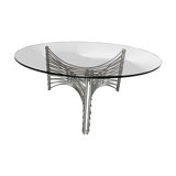 Table basse en fil de chrome de l’ère spatiale, années 1970