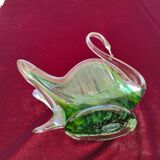 Vintage swan in mouth-blowing glass color green