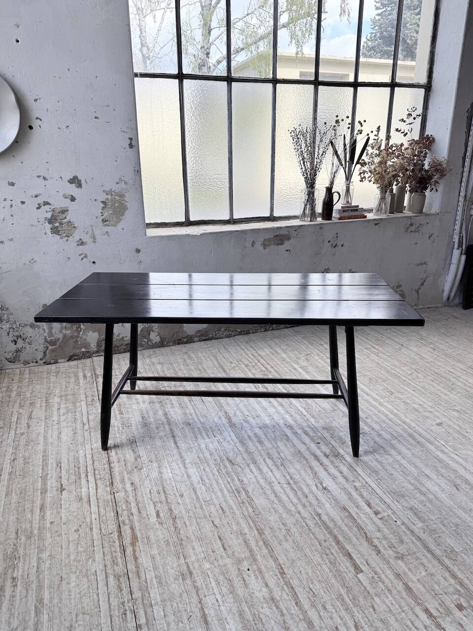 Tapiovaara dining table, black patina, 1950s.