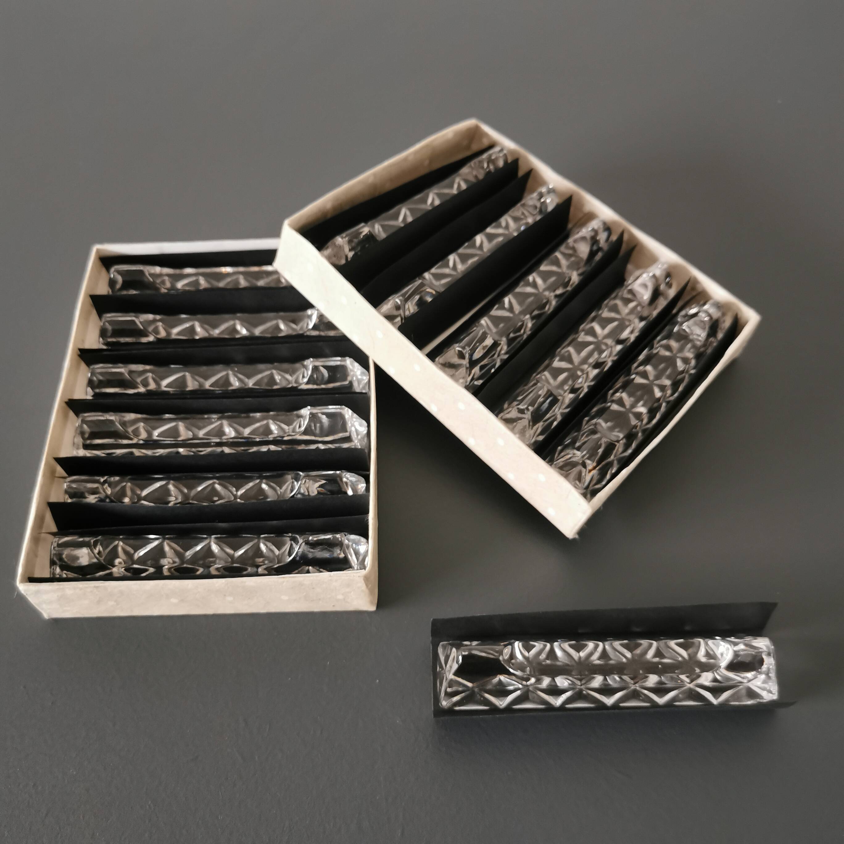 Set of 12 glass knife holders