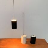 Minimalist cylindrical pendant light from the mid-century in metal by Eila & John Meiling for Louis Poulsen, set of 3.