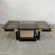Coffee table in black and gold metal, smoked glass 70 years Romeo Rega vintage