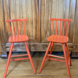 Vintage solid wood high chairs in Western style for children.