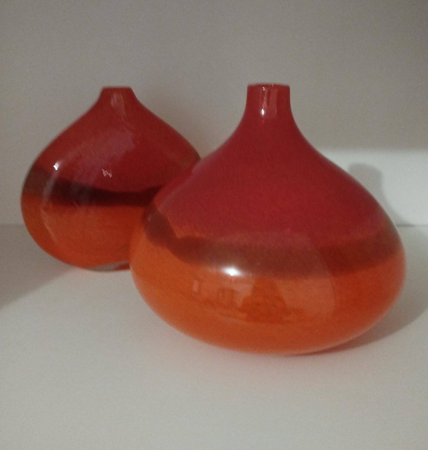 Pair or 2 glass paste vases from the 80s vintage.