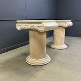 Vintage tessellated stone pedestal dining table by Maitland Smith, 1970s