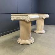 Vintage tessellated stone pedestal dining table by Maitland Smith, 1970s