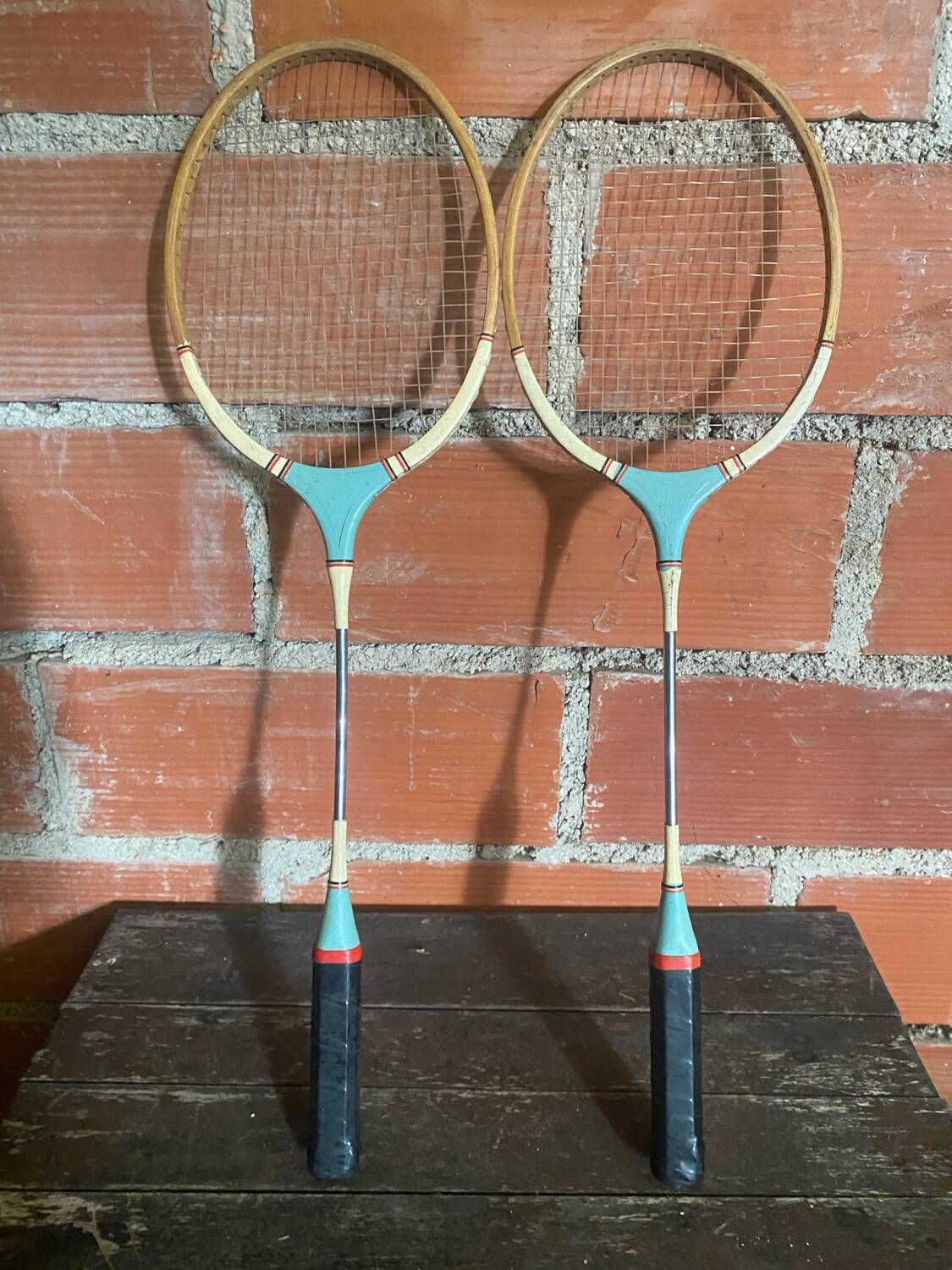 Pair of Vintage Badminton Rackets Wood + Metal from the 1950s #D579