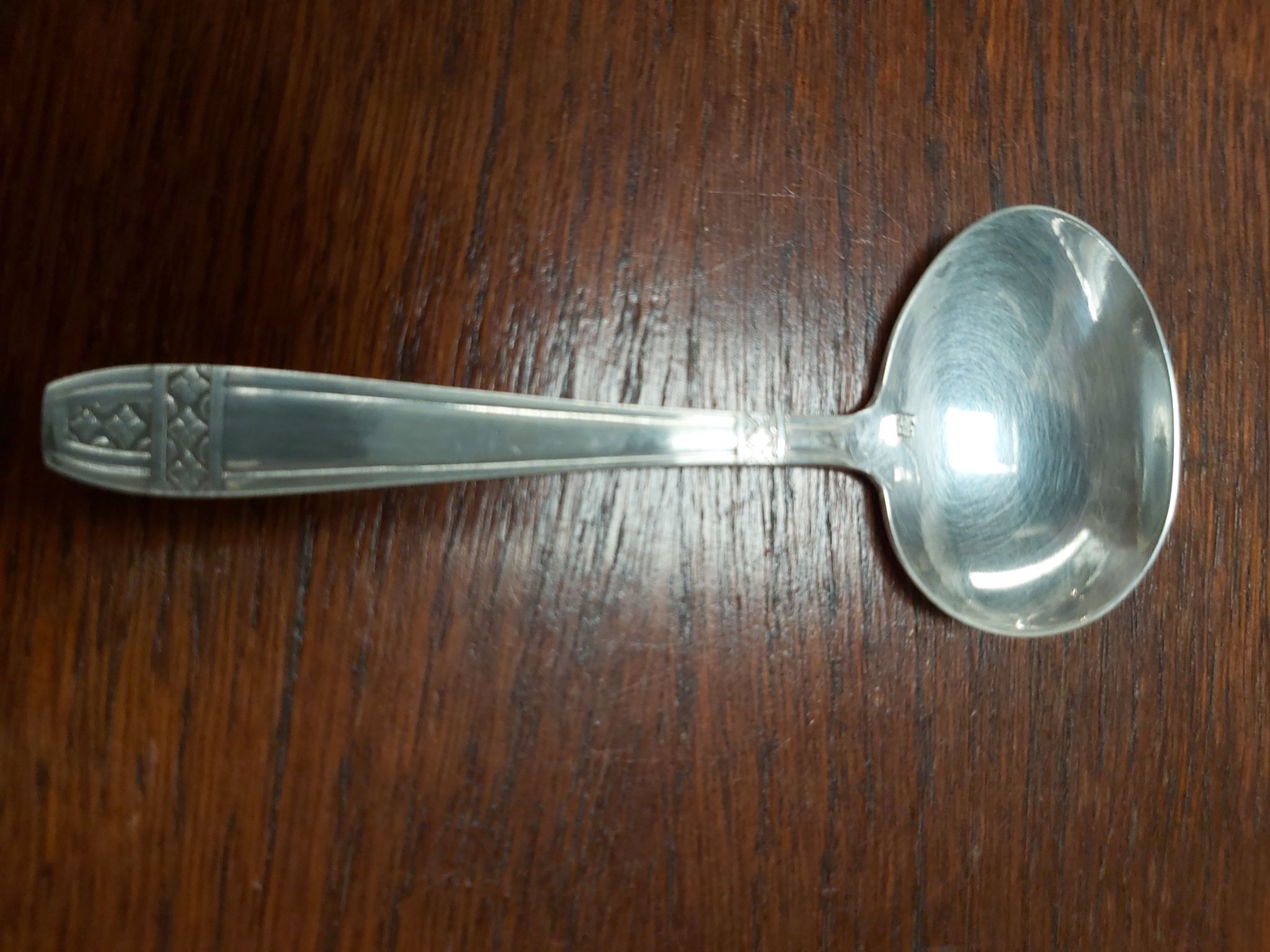 Art Deco silver metal porridge spoon