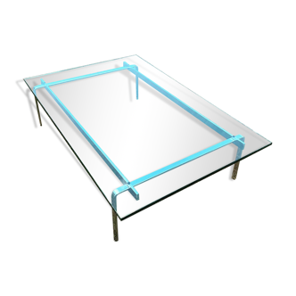 Table basse  en verre et en inox modèle FK91 de Fabricius et Kastholm des années 70