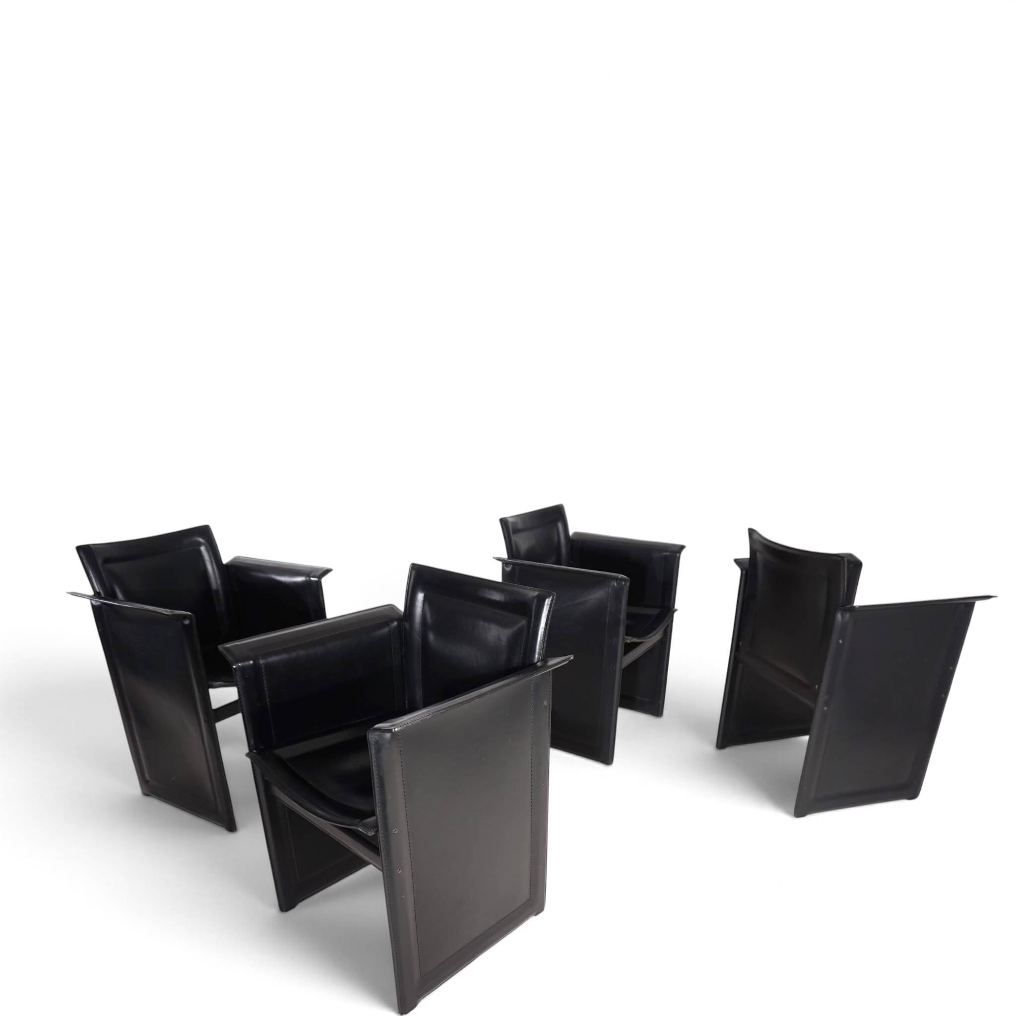 Arrben Solaria leather dining chairs, set of 4 by Tito Agnoli, 1970
