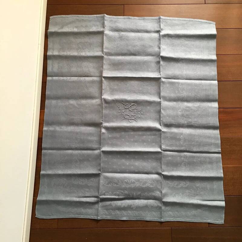 Old embroidered table napkin R S Grey