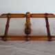 Wall-mounted canopy bed, in bamboo style wood.