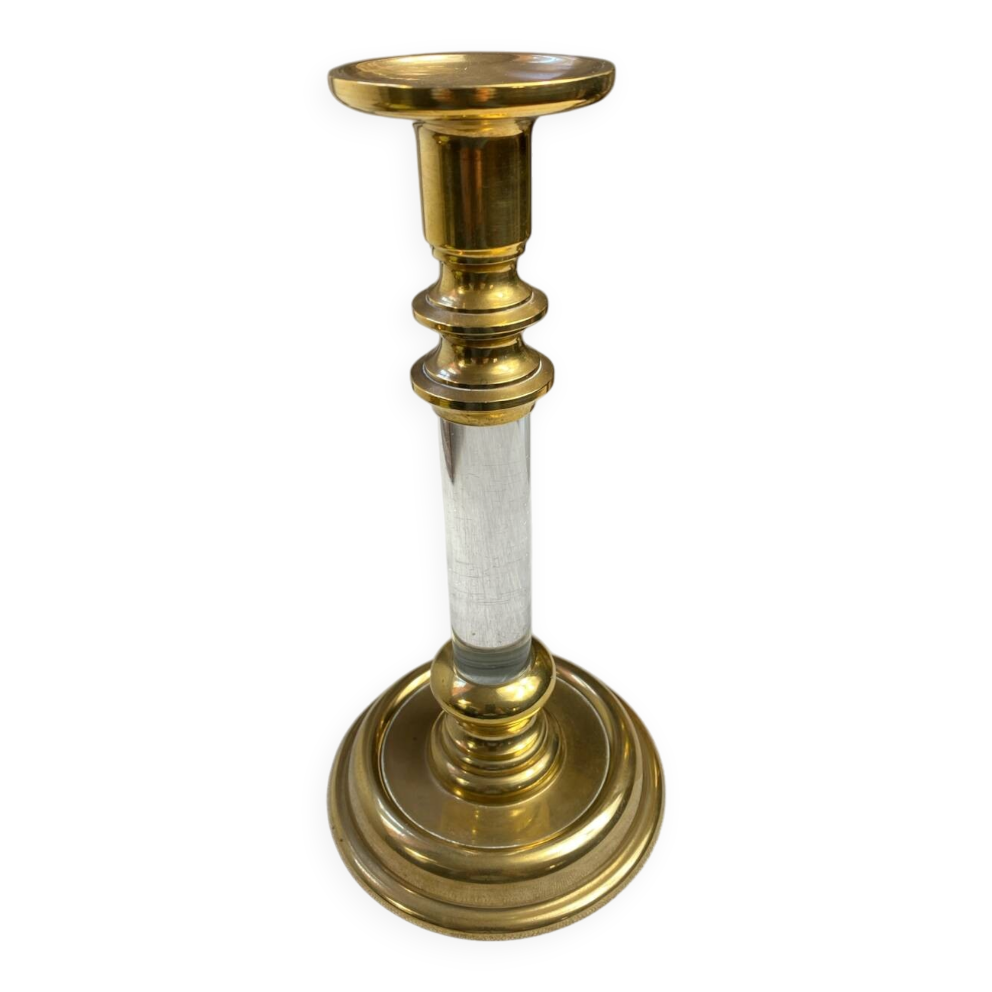 Brass and Lucite Candle Holder