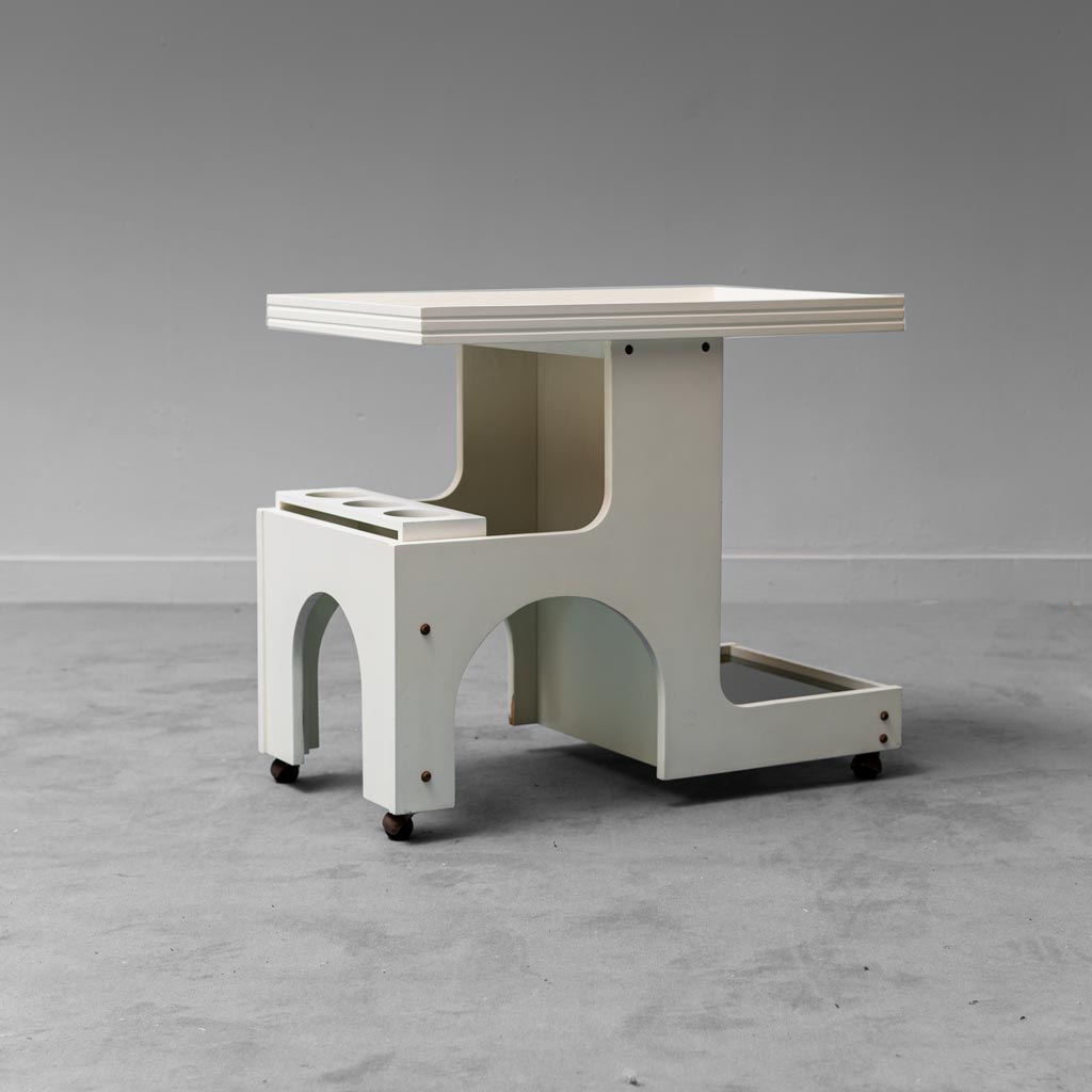 Bar trolley in smoked glass smoked 1970