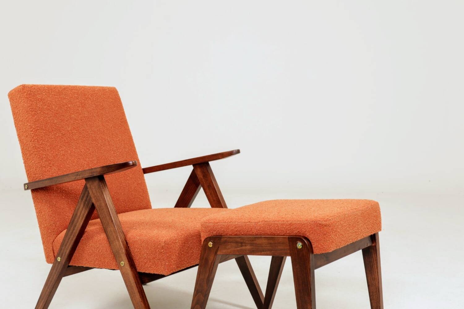 Fauteuil Vintage avec Repose-Pieds  terracotta Bouclette