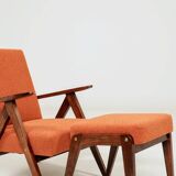 Fauteuil Vintage avec Repose-Pieds  terracotta Bouclette