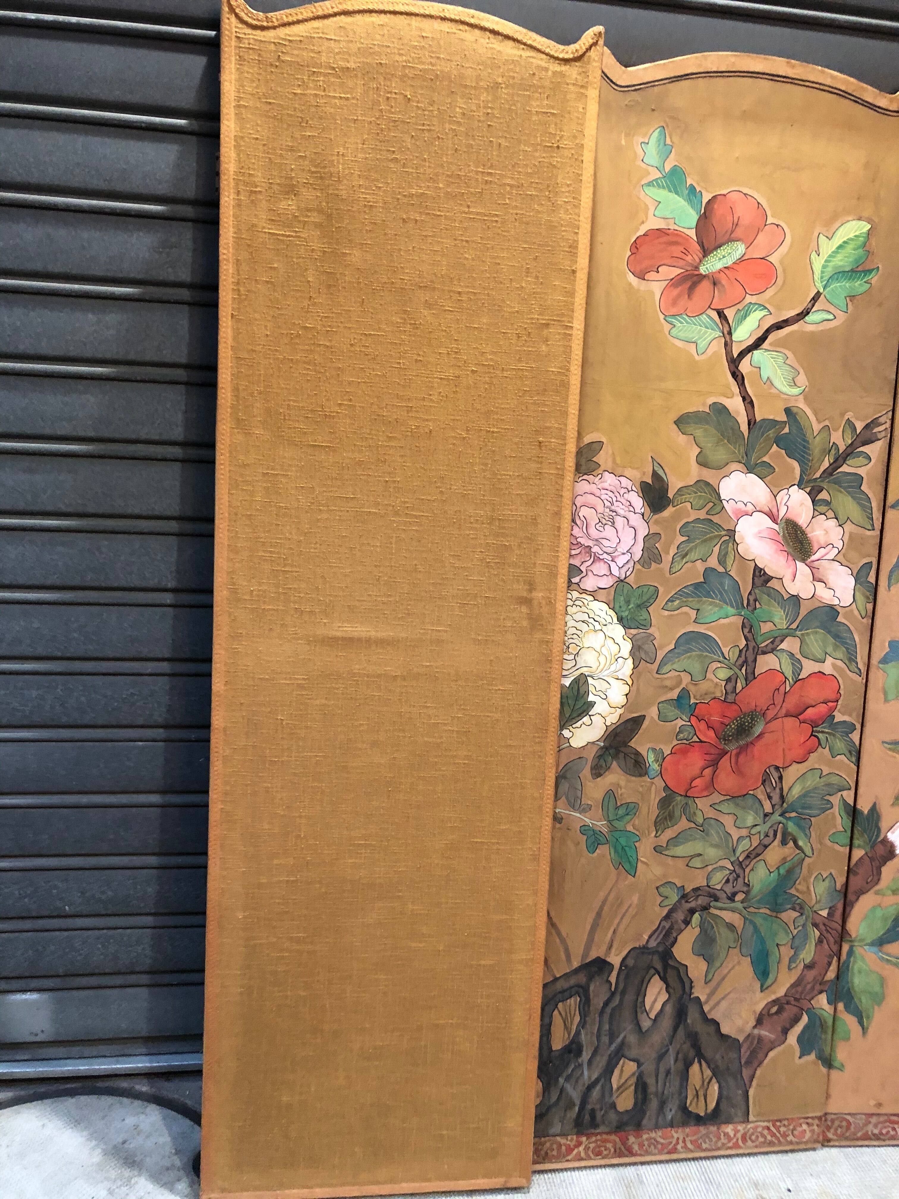 Screen 4 works in bois with peinture on papier style art de co