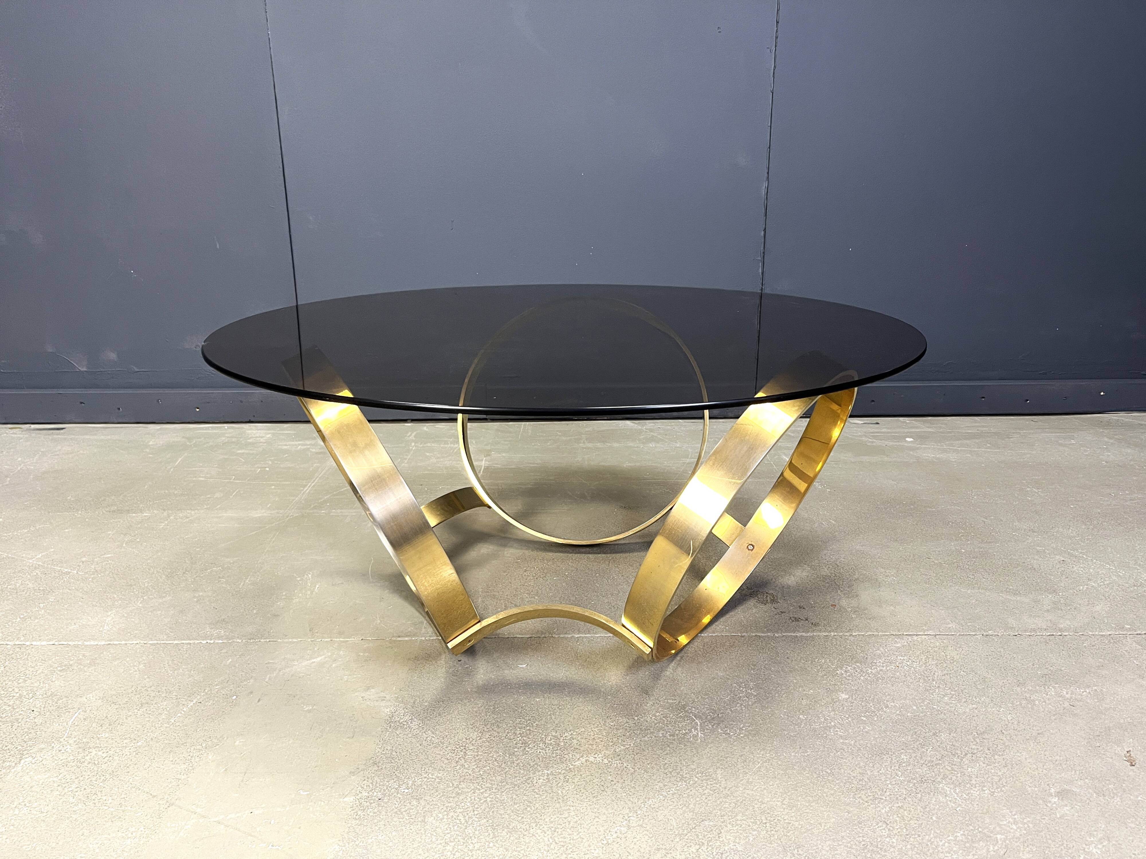 Vintage brass coffee table attributed to Knut Hesterberg, 1970s