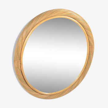 Miroir ovale en rotin