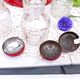 Table condiment server red metal turntable 6 vintage pieces